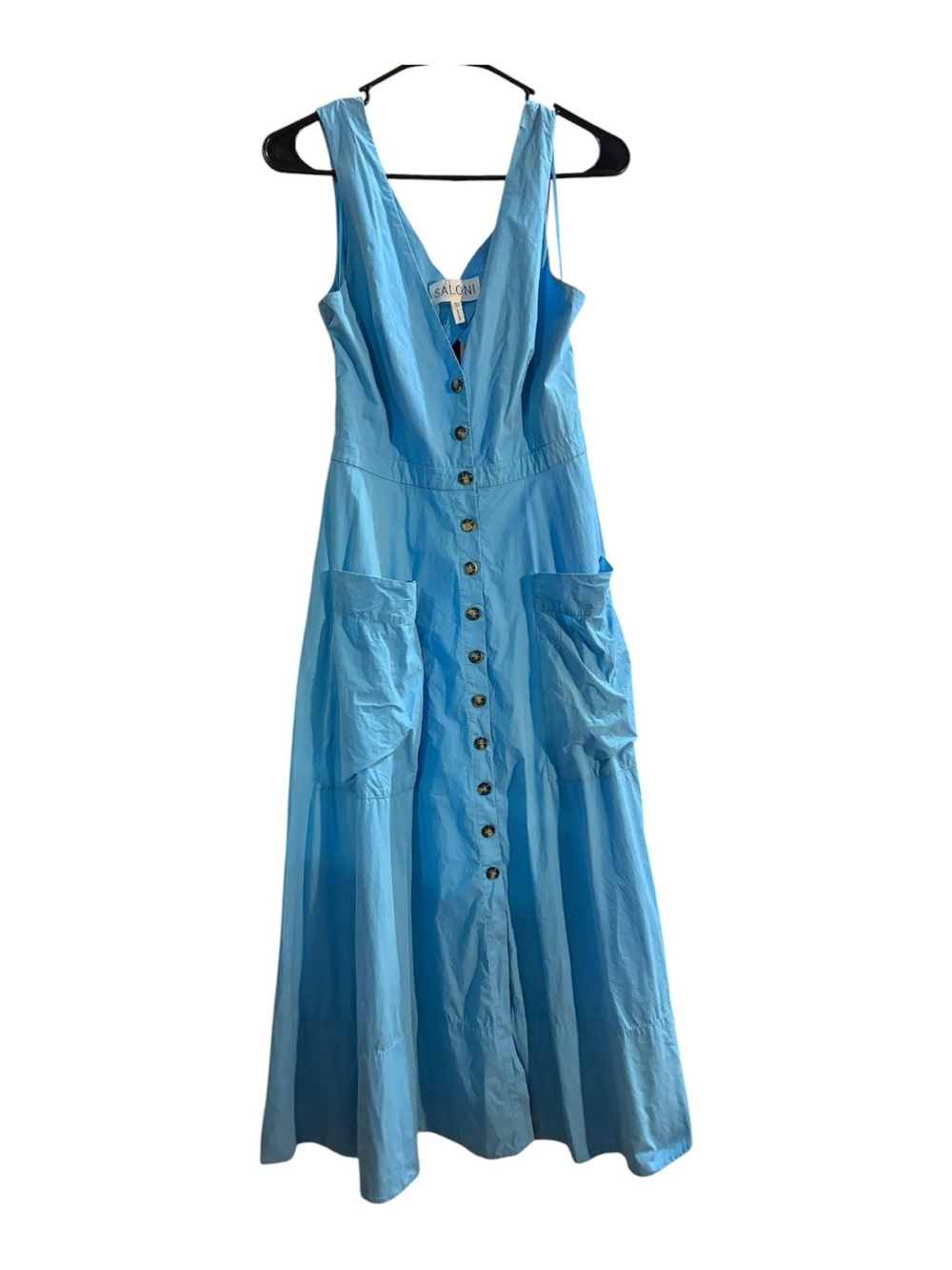 SALONI Zoe V-Neck Sleeveless Cutout Back Button-Front Midi Dress - Picture 5 of 6